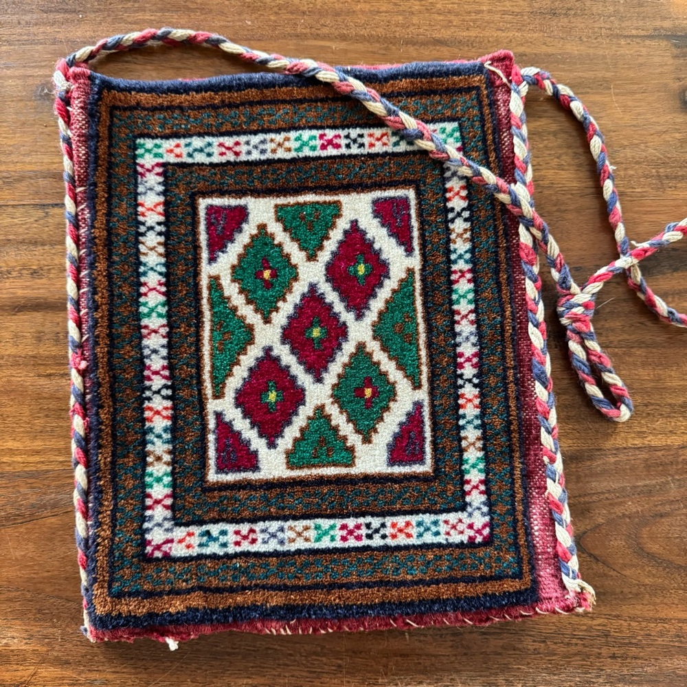 Vintage Handmade Hand Knotted Woven Rug Bag Carpet Bag Luristan Western Persian